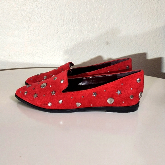 BCBGGeneration Nikkola Red Leather Embellished Flats - Picture 2 of 13